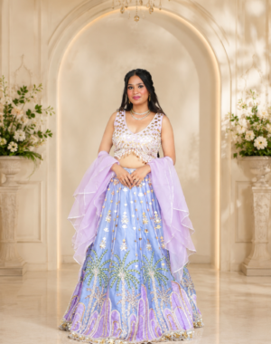Lavender Bloom Embroidered Designer Lehenga Set